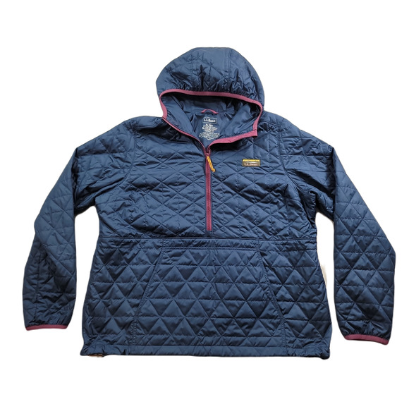 L.L. Bean Jackets & Blazers - LL Bean Katahdin Insulated Pullover Womens XL Anorak Jacket Hooded Navy Red